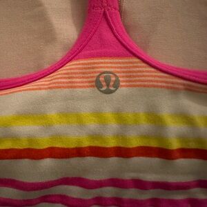 Lululemon Pink and Yellow Striped Tank Top